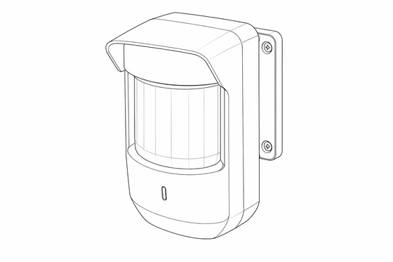 Technical drawing of a motion detector.